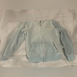 Juicy Couture Kids Girls' Velour Zip Up Hoodie Jacket 5 Baby Blue Cotton Blend
